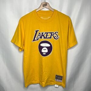 AAPE by A Bathing APE BAPE Mitchell & Ness NBA Los Angeles Lakers Tee Yellow S